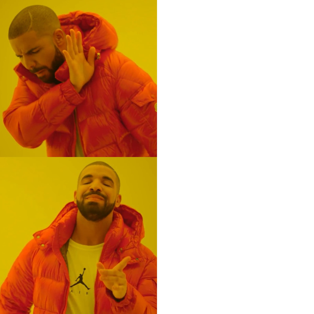 Drake Hotline Bling meme about Live Tinted
